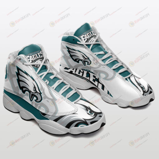 Philadelphia Eagles White Teal Air Jordan 13 Sneakers Sport Shoes