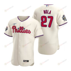 Philadelphia Phillies Aaron Nola 27 Cream 2022-23 World Series Jersey