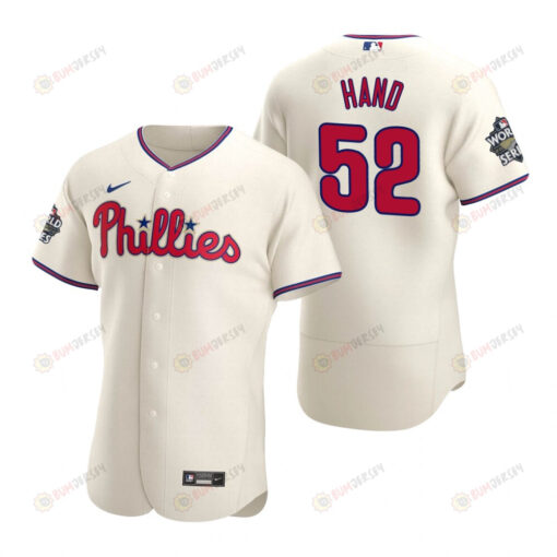 Philadelphia Phillies Brad Hand 52 Cream 2022-23 World Series Jersey