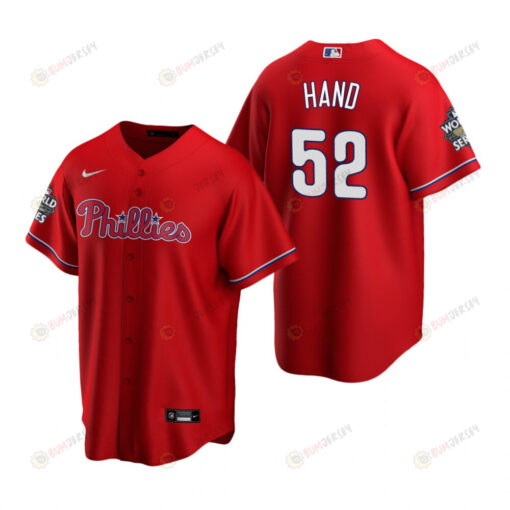 Philadelphia Phillies Brad Hand 52 Red 2022-23 World Series Jersey