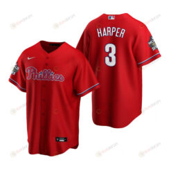Philadelphia Phillies Bryce Harper 3 Red 2022-23 World Series Jersey