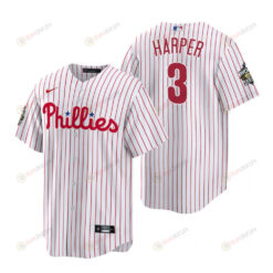 Philadelphia Phillies Bryce Harper 3 White 2022-23 World Series Jersey
