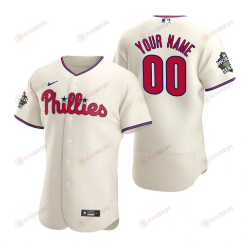 Philadelphia Phillies Custom 00 Cream 2022-23 World Series Jersey