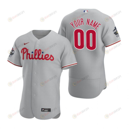 Philadelphia Phillies Custom 00 Gray 2022-23 World Series Jersey