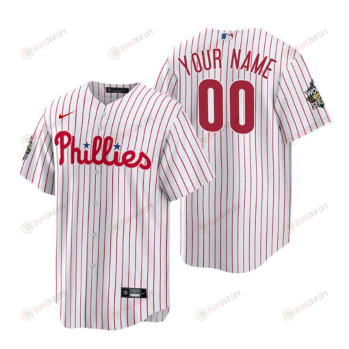 Philadelphia Phillies Custom 00 White 2022-23 World Series Jersey