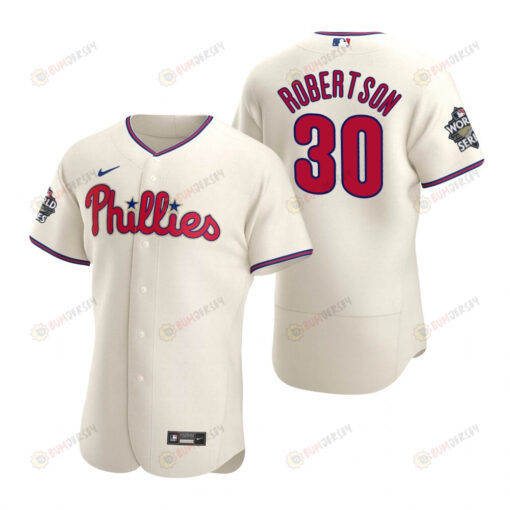 Philadelphia Phillies David Robertson 30 Cream 2022-23 World Series Jersey