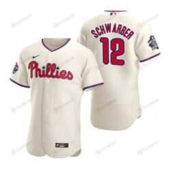 Philadelphia Phillies Kyle Schwarber 12 Cream 2022-23 World Series Jersey