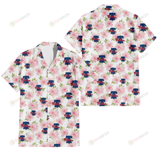 Philadelphia Phillies Light Pink Hibiscus White Background 3D Hawaiian Shirt