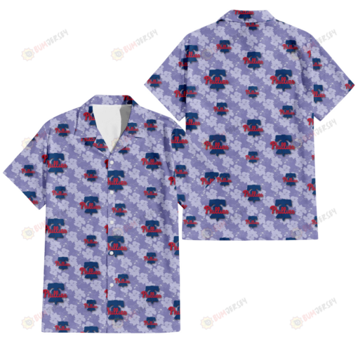 Philadelphia Phillies Light Purple Hibiscus Pattern Stripe Powder Purple 3D Hawaiian Shirt