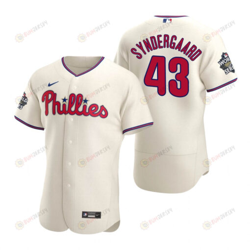 Philadelphia Phillies Noah Syndergaard 43 Cream 2022-23 World Series Jersey