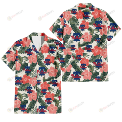 Philadelphia Phillies Pink Coral Hibiscus Banana Leaf Beige Background 3D Hawaiian Shirt