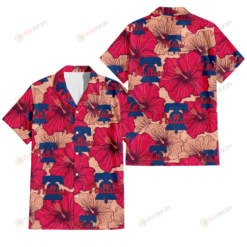 Philadelphia Phillies Red Beige Hibiscus Beige Background 3D Hawaiian Shirt