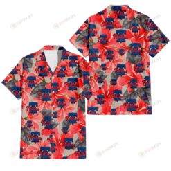 Philadelphia Phillies Red Hibiscus Gray Leaf Gainsboro Background 3D Hawaiian Shirt