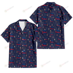 Philadelphia Phillies Small Hibiscus Buds Navy Background 3D Hawaiian Shirt