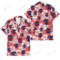 Philadelphia Phillies White Hibiscus Salmon Background 3D Hawaiian Shirt