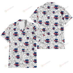 Philadelphia Phillies White Sketch Hibiscus Pattern White Background 3D Hawaiian Shirt