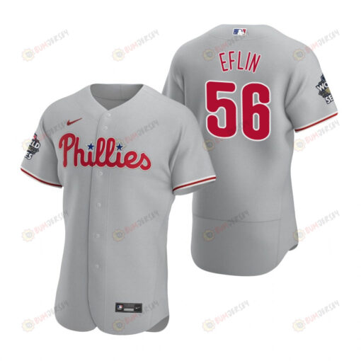 Philadelphia Phillies Zach Eflin 56 Gray 2022-23 World Series Jersey