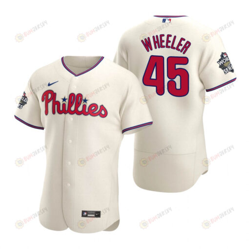 Philadelphia Phillies Zack Wheeler 45 Cream 2022-23 World Series Jersey