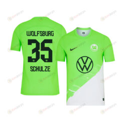 Philipp Schulze 35 VfL Wolfsburg 2023-24 Home YOUTH Jersey - Green