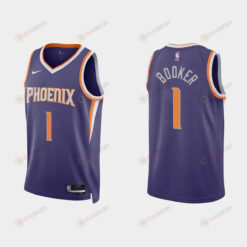 Phoenix Suns 1 Devin Booker 2022-23 Icon Edition Purple Men Jersey