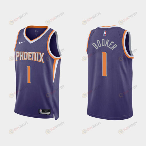 Phoenix Suns 1 Devin Booker 2022-23 Icon Edition Purple Men Jersey