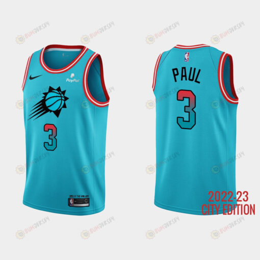 Phoenix Suns 3 Chris Paul 2022-23 City Edition Blue Men Jersey