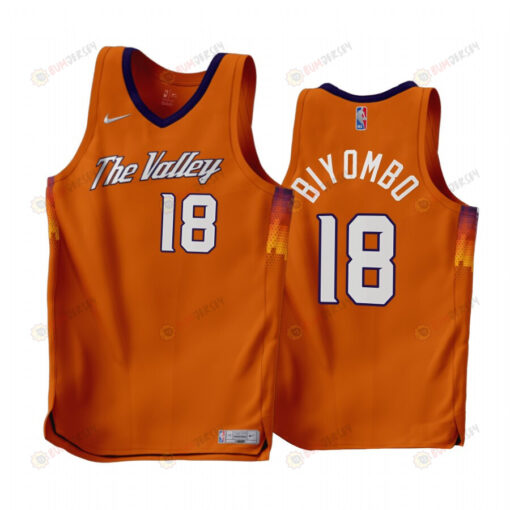 Phoenix Suns Bismack Biyombo 18 2022-23 Earned Edition Orange Men Jersey