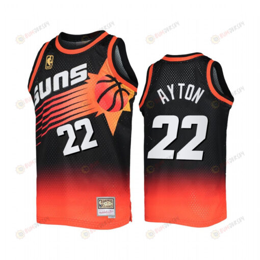 Phoenix Suns Deandre Ayton 22 Black Orange Fadeaway Men Jersey Mitchell Ness