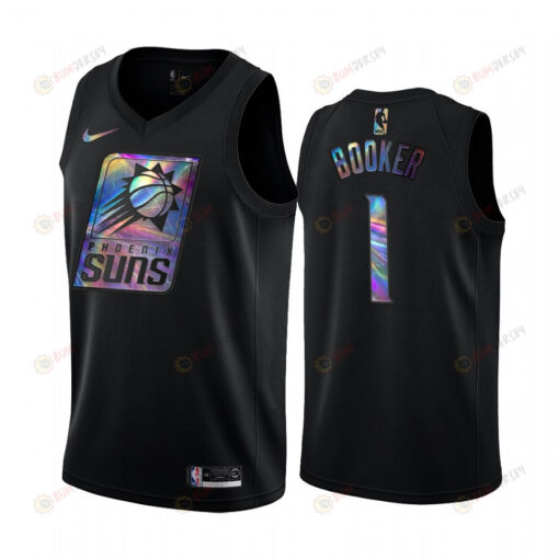 Phoenix Suns Devin Booker 1 Jersey Iridescent Holographic Black Limited Edition