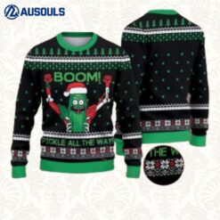 Pickle Rick Boom Rick And Morty Knitted Christmas Rick Morty Xmas Ugly Sweaters For Men Women Unisex
