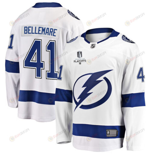 Pierre-Edouard Bellemare 41 Tampa Bay Lightning Stanley Cup 2023 Playoffs Patch Away Breakaway Men Jersey - White