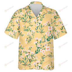 Pink Flowers Intertwined Pattern On Gentle Yellow Background Design Hawaiian Shirt