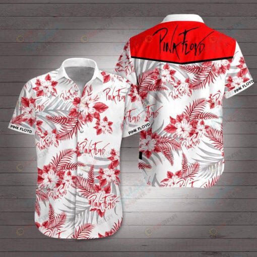 Pink Floyd Curved Hawaiian Shirt With Flower Pattern In White