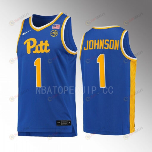 Pitt Panthers Dior Johnson 1 Jersey 2022-23 College Basketball Royal Uniform