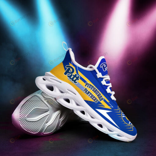 Pittsburgh Panthers Logo Stripe Pattern Blue 3D Max Soul Sneaker Shoes