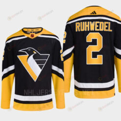 Pittsburgh Penguins 2022 Reverse Retro 2.0 Chad Ruhwedel 2 Black Primegreen Jersey Men's