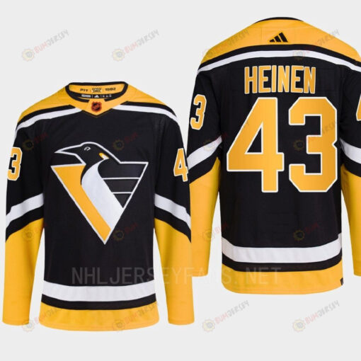 Pittsburgh Penguins 2022 Reverse Retro 2.0 Danton Heinen 43 Black Primegreen Jersey Men's