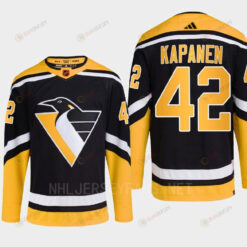 Pittsburgh Penguins 2022 Reverse Retro 2.0 Kasperi Kapanen 42 Black Primegreen Jersey Men's