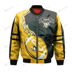 Pittsburgh Penguins Bomber Jacket 3D Printed Flame Ball Pattern