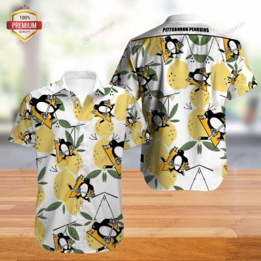 Pittsburgh Penguins Curved Hawaiian Shirt Short Sleeve