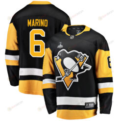 Pittsburgh Penguins John Marino 6 Home 2022 Stanley Cup Final Breakaway Men Jersey - Black