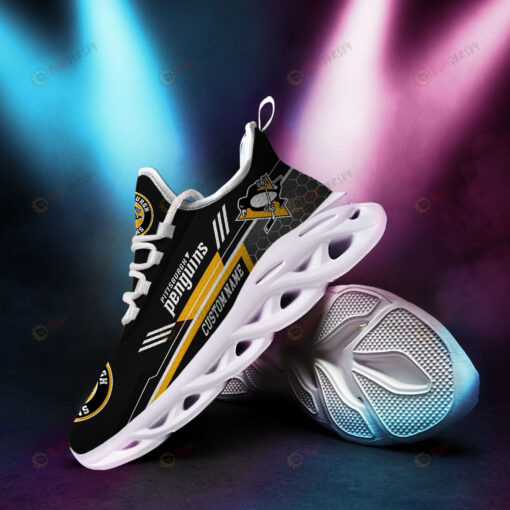 Pittsburgh Penguins Logo Pattern Custom Name 3D Max Soul Sneaker Shoes