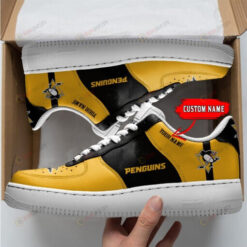 Pittsburgh Penguins Logo Pattern Custom Name Air Force 1 Printed