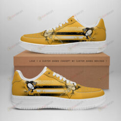 Pittsburgh Penguins Logo Stripe Pattern Air Force 1 Printed In Yellow