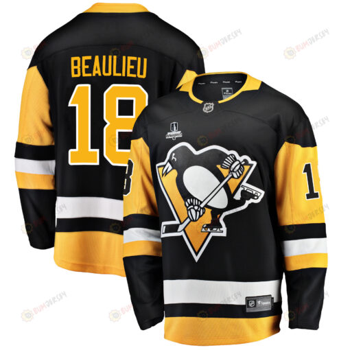 Pittsburgh Penguins Nathan Beaulieu 18 Home 2022 Stanley Cup Final Breakaway Men Jersey - Black