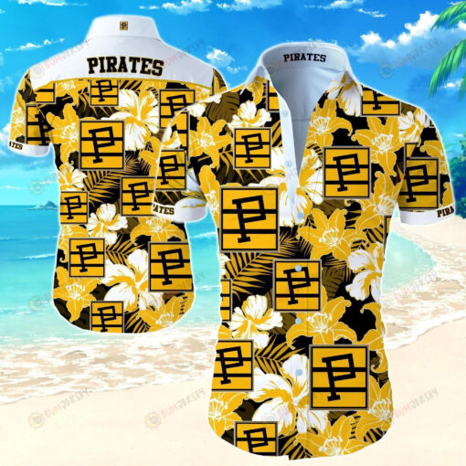 Pittsburgh Pirates Curved Hawaiian Shirt In Yellow