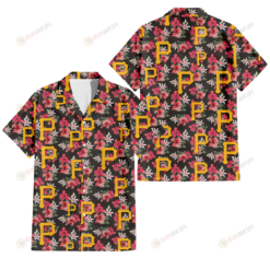 Pittsburgh Pirates Pink Hibiscus Orchid Brown Background 3D Hawaiian Shirt