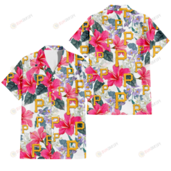 Pittsburgh Pirates Pink Hibiscus White Orchid White Background 3D Hawaiian Shirt