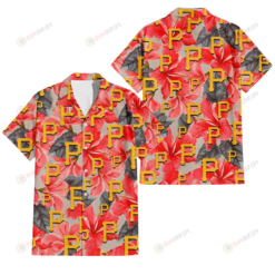 Pittsburgh Pirates Red Hibiscus Gray Leaf Gainsboro Background 3D Hawaiian Shirt