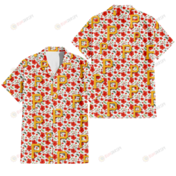 Pittsburgh Pirates Tiny Red Hibiscus Green Leaf White Cube Background 3D Hawaiian Shirt